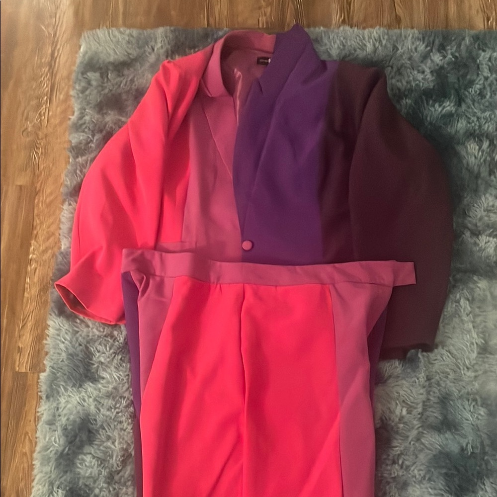 Colorful Blazer and Pants Set
